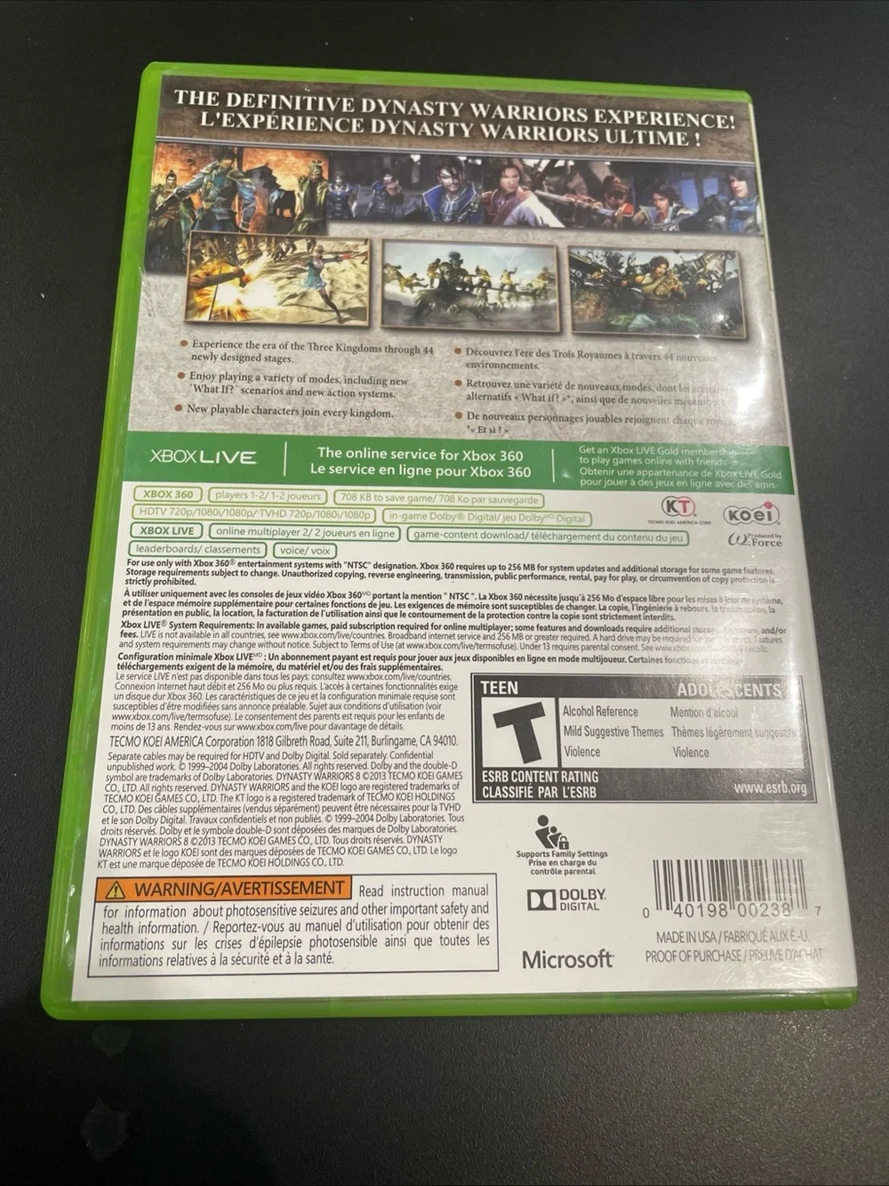 Dynasty Warriors 8 (Microsoft Xbox 360, 2013) CIB WITH MANUAL